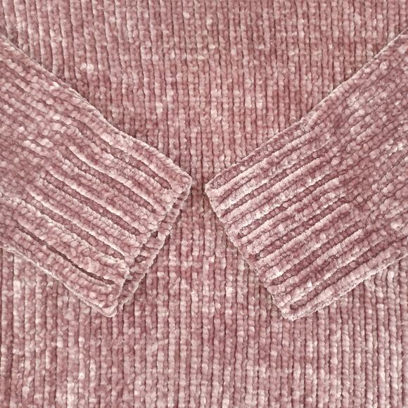 ORVIS Chenille Sweater Womens XXL Mauve Pink Chunky Cozy V-neck Pullover Soft - Picture 7 of 11